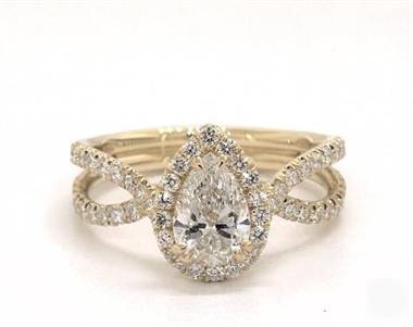 Crisscross Pear Halo .85ctw Engagement Ring in 14K Yellow Gold 4.50mm Width Band (Setting Price)
