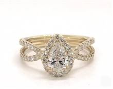 Crisscross Pear Halo .85ctw Engagement Ring in 14K Yellow Gold 4.5mm Width Band (Setting Price) | James Allen