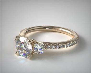 3 stone on sale pave engagement ring