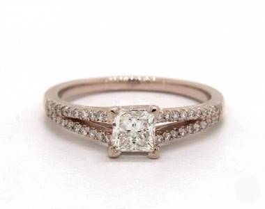 Crossover Trellis Split Shank Pave Engagement Ring in 14K Rose Gold 4.00mm Width Band (Setting Price)