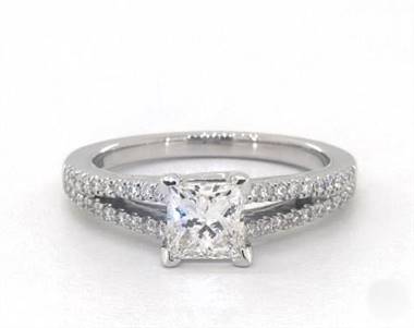 Crossover Trellis Split Shank Pave Engagement Ring in 14K White Gold 4.00mm Width Band (Setting Price)
