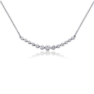 Curved Diamond Bar Necklace in 18k White Gold (1 ct. tw.)