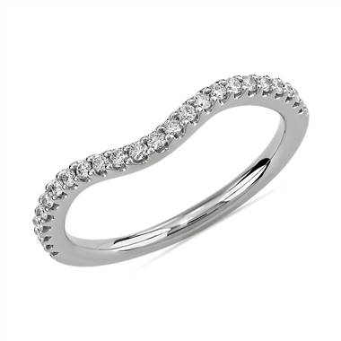 Curved Diamond Wedding Ring in 14k White Gold (1/5 ct. tw.)