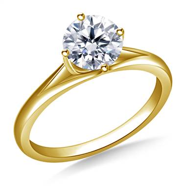 Curved Prong Set Solitaire Engagement Ring in 14K Yellow Gold (2.8 mm)