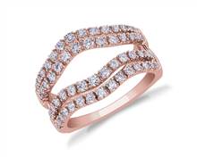Curved Two Row Pave Diamond Ring Insert In 18k Rose Gold (1 ct. tw.) | Blue Nile