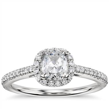 Cushion-Cut Halo Diamond Engagement Ring in 14k White Gold (1/4 ct. tw.)