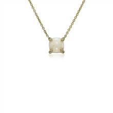 Cushion Cut Opal and Diamond Accent Pendant in 14k Yellow Gold (7mm) | Blue Nile