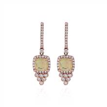 Cushion Cut Opal and Diamond Drop Earrings in 14k Rose Gold | Blue Nile
