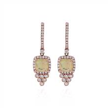 Cushion Cut Opal and Diamond Drop Earrings in 14k Rose Gold | Blue Nile