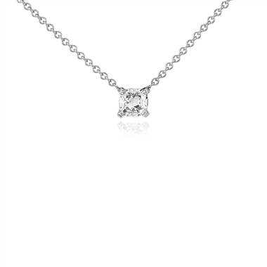 Cushion Diamond Solitaire Pendant in 14k White Gold (1/2 ct. tw.)