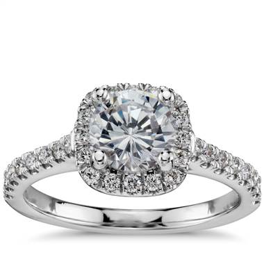 Cushion Halo Diamond Engagement Ring in 14k White Gold (1/3 ct. tw.)