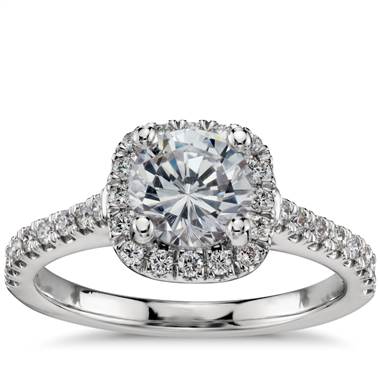 Cushion Halo Diamond Engagement Ring in Platinum (1/3 ct. tw.)