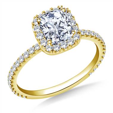 Cushion Halo Engagement Ring in 18K Yellow Gold