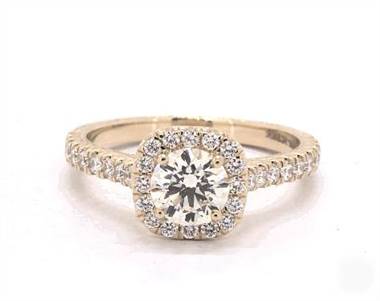 Cushion Halo Engraved Pave Engagement Ring in 1.8mm 18K Yellow Gold (Setting Price)