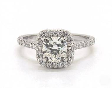 Cushion Halo Pave .54ctw Engagement Ring in 1.8mm 14K White Gold (Setting Price)