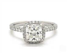 Cushion Halo Pave Engagement Ring in 14K White Gold 1.80mm Width Band (Setting Price) | James Allen