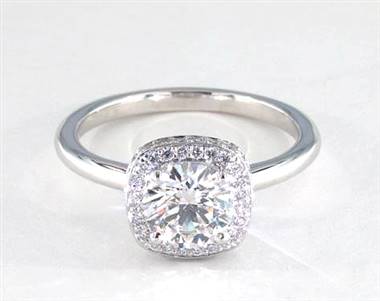 Cushion Halo Rollover Engagement Ring in 14K White Gold 1.60mm Width Band (Setting Price)