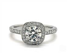 Cushion Halo Single-Row Pave .34ctw Engagement Ring in 14K White Gold 2.50mm Width Band (Setting Price) | James Allen