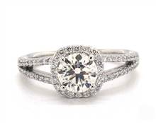 Cushion Halo Split Shank Pave Engagement Ring in 14K White Gold 4.20mm Width Band (Setting Price) | James Allen