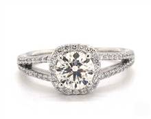 Cushion Halo Split Shank Pave Engagement Ring in 18K White Gold 4.20mm Width Band (Setting Price) | James Allen