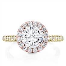 Custom 3 Row Pave Engagement Setting  Rose Halo | Adiamor