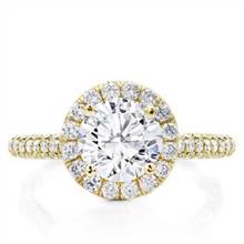 Custom 3 Row Pave Engagement  Setting Yellow  Halo | Adiamor