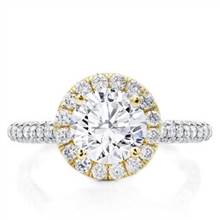 Custom 3 Row Pave Engagement  Setting Yellow  Halo | Adiamor