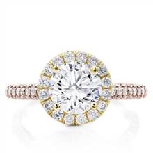 Custom 3 Row Pave Engagement  Setting Yellow  Halo | Adiamor