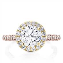 Custom 3 Row Pave Engagement  Setting Yellow  Halo | Adiamor