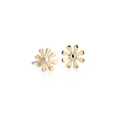 "Daisy Stud Earrings in 14k Yellow and White Gold"