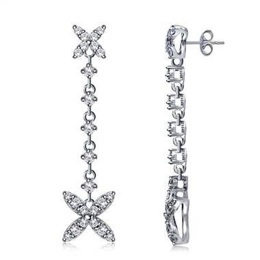 Dangling Marquise Accented Earrings in 14K White Gold (1.0 cttw.)