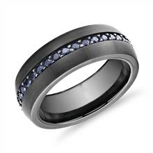 Deep Blue Sapphire Eternity Wedding Ring in Tungsten (8 mm) | Blue Nile