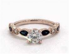 Delicate Blue Sapphire & Diamond Engagement Ring in 14K Rose Gold 4mm Width Band (Setting Price) | James Allen
