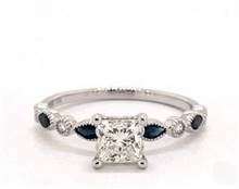 Delicate Blue Sapphire & Diamond Engagement Ring in 14K White Gold 4mm Width Band (Setting Price) | James Allen