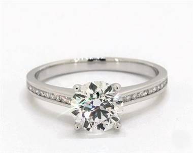 Delicate Channel-Set Engagement Ring in 14K White Gold 2.50mm Width Band (Setting Price)