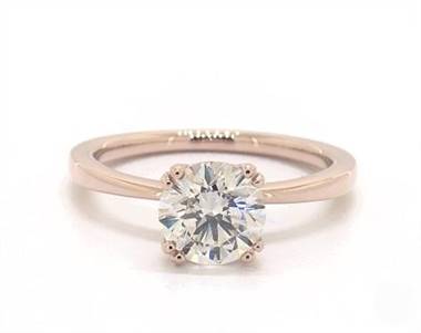 Delicate Double-Prong Curved Solitaire Engagement Ring in 14K Rose Gold 1.90mm Width Band (Setting Price)