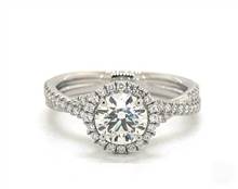 Delicate Pave Halo & Twisted Shank Engagement Ring in Platinum 3.10mm Width Band (Setting Price) | James Allen