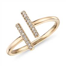 Delicate Pave Split Bar Diamond Fashion Ring in 14k Yellow Gold | Blue Nile