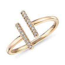 Delicate Pave Split Bar Diamond Fashion Ring in 14k Yellow Gold | Blue Nile