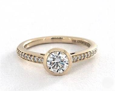Delicate & Refined Bezel-Set Pave Engagement Ring in 14K Yellow Gold 2.00mm Width Band (Setting Price)
