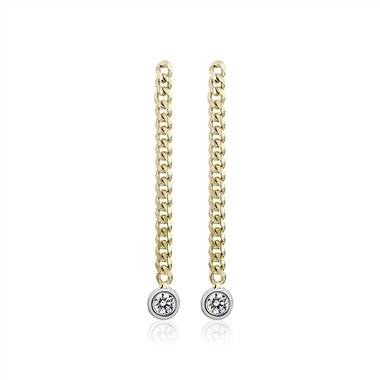 Diamond Curb Link Drop Earrings in 14k Yellow Gold (1/5 ct. tw.)