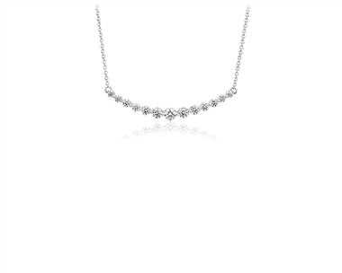 Diamond Curved Bar Necklace In 18k White Gold 2 ct. tw. Blue Nile 68258