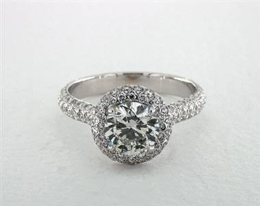 Diamond Encrusted Halo .81ctw Engagement Ring in 14K White Gold 2.90mm Width Band (Setting Price)