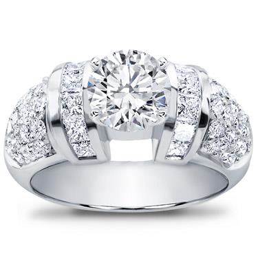 Diamond Engagement Setting With Round and Princess Cut Diamonds