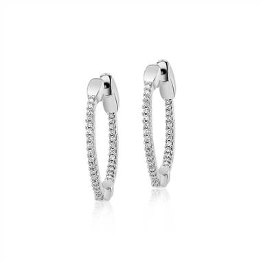 Diamond Eternity Hoop Earrings in 14k White Gold- I/I1 (1/2 ct. tw.)