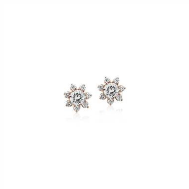 Diamond Floral Stud Earrings in 14k Rose Gold (3/8 ct. tw.)
