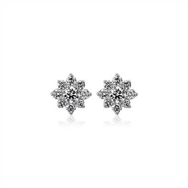 Diamond Floral Stud Earrings in 14k White Gold (1 1/6 ct. tw.)