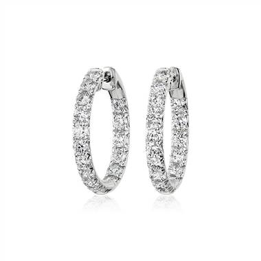 Diamond French Pave Inside Out Hoop Earrings in 14k White Gold (2 1/2 ct. tw.)