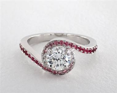 Diamond & Gem Swirl Pave Halo Engagement Ring in Platinum 4mm Width Band (Setting Price)