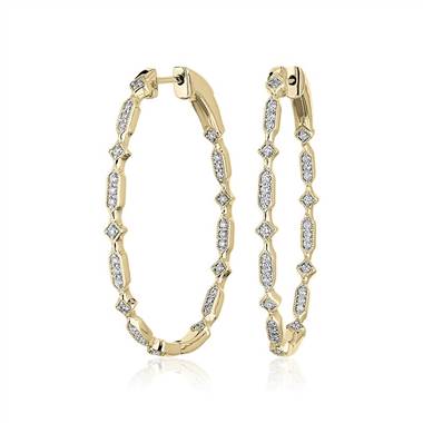 Diamond Geometric Shape Eternity Hoop Earrings in 14k Yellow Gold (1/2 ct. tw.)